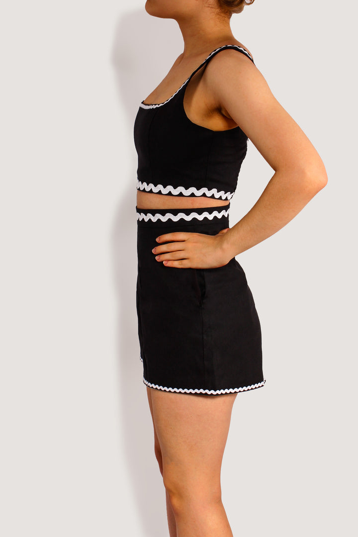 REGINA TWO PIECE SET -  HIGH WAISTED BLACK SHORTS
