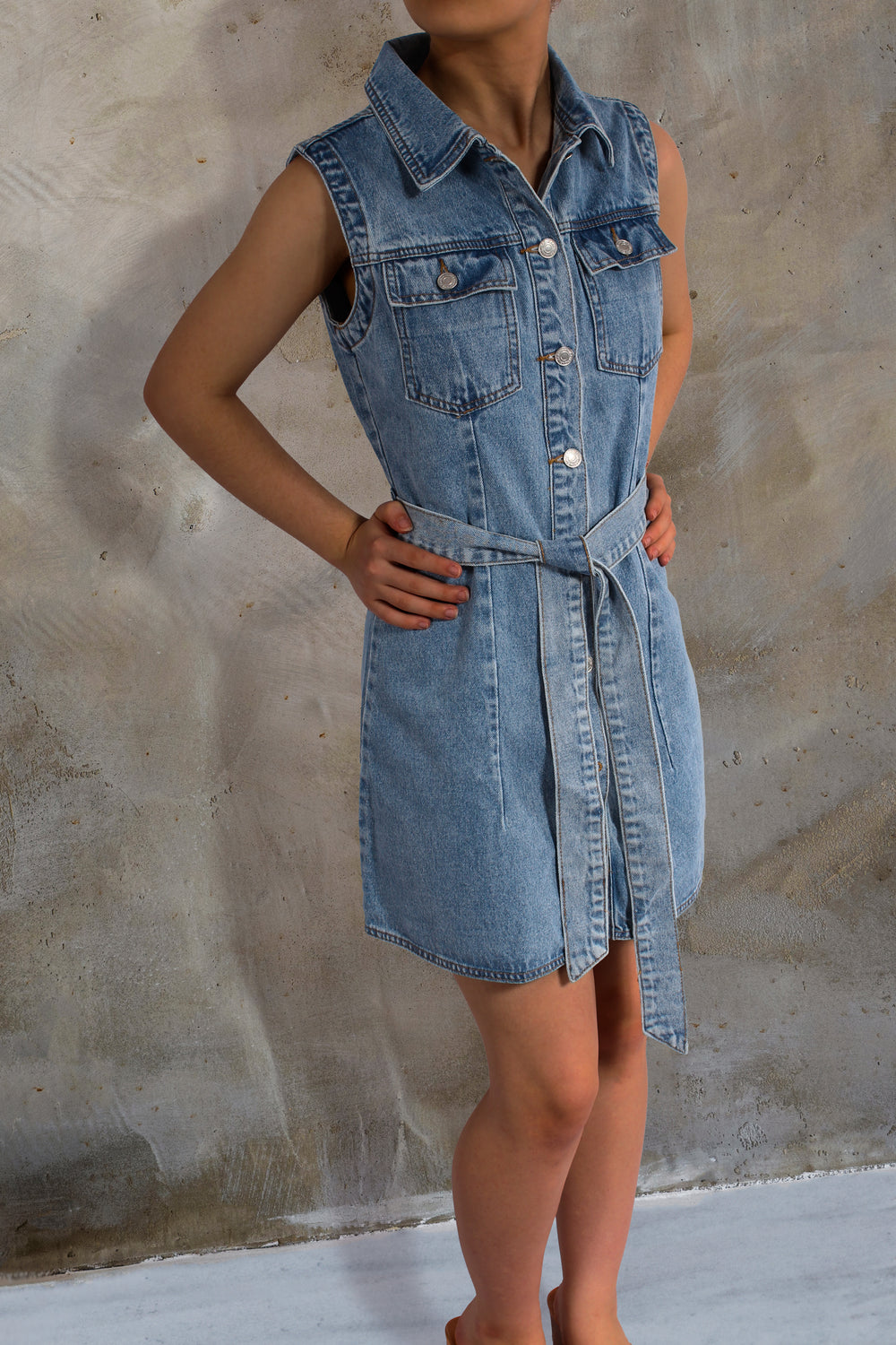 BLUE SKY DENIM MINI DRESS