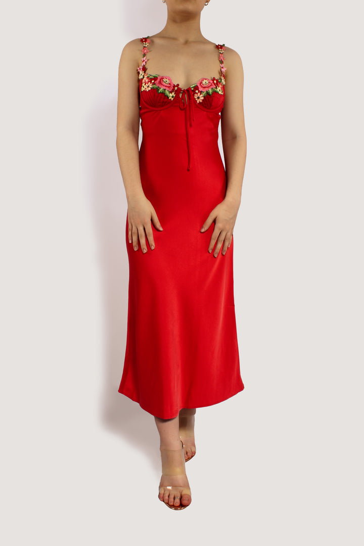 THE SERAPHINA RED MIDI DRESS