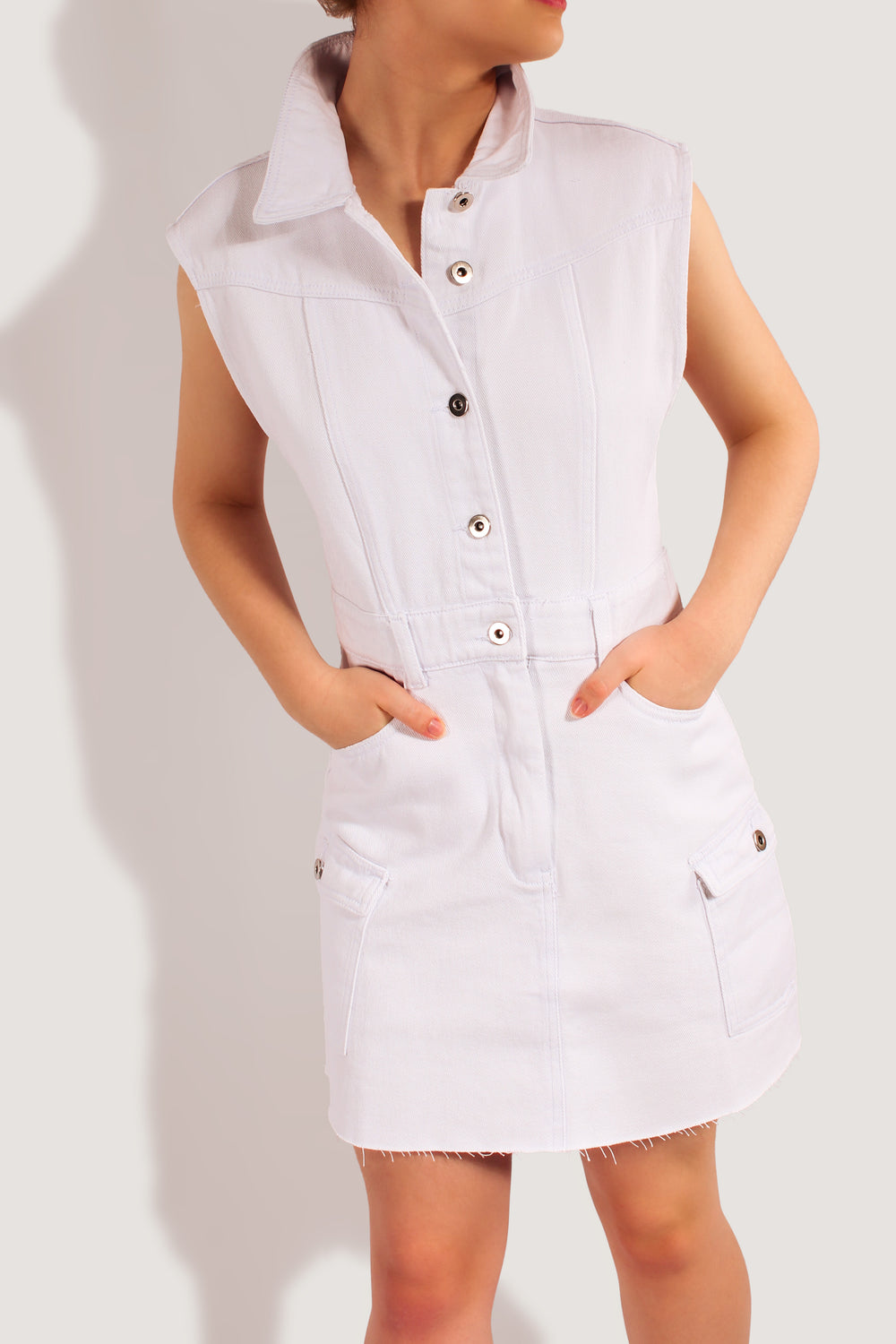 CALLIE WHITE DENIM MINI DRESS
