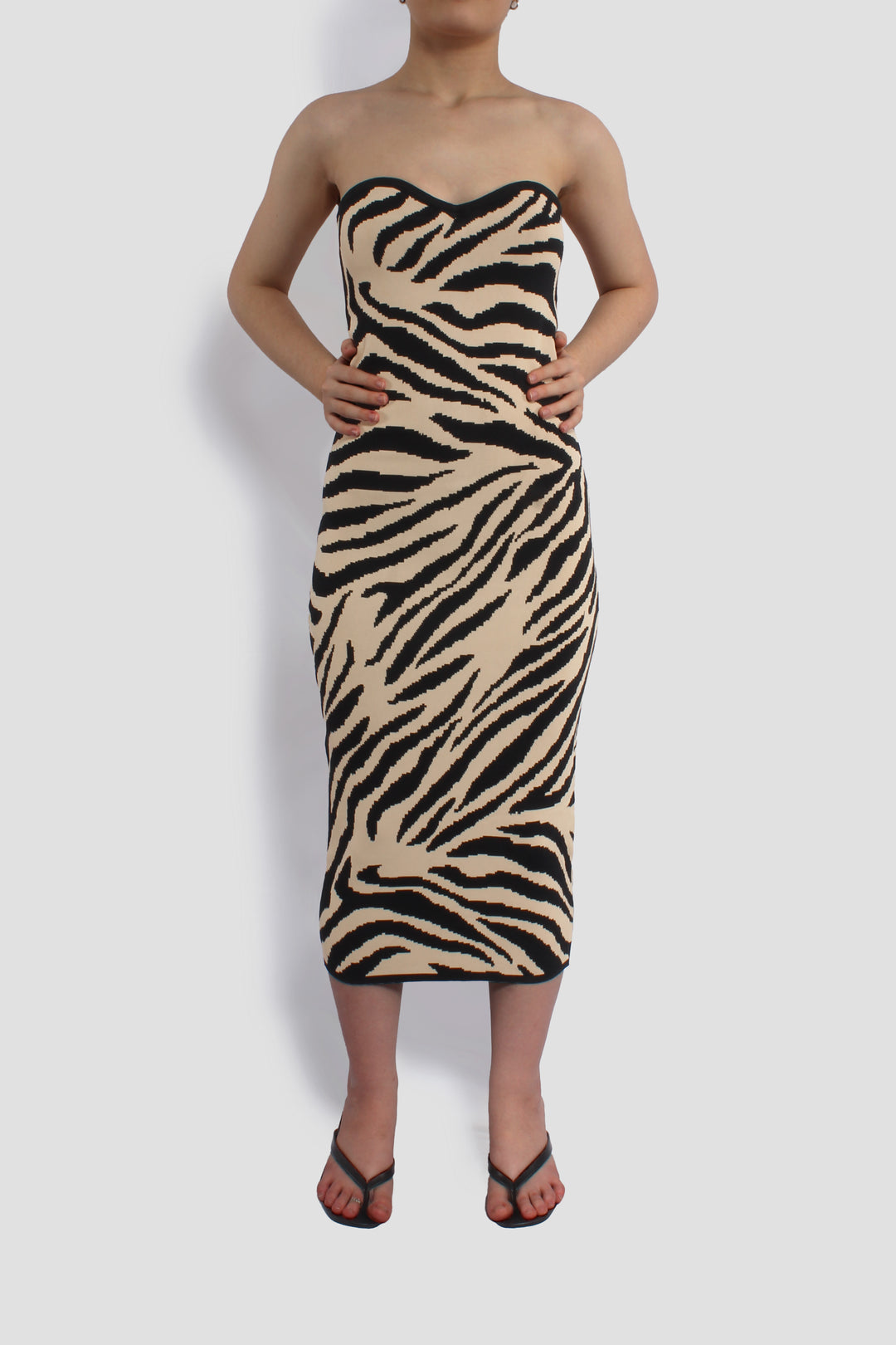 THE CARAMEL ZEBRA MIDI DRESS