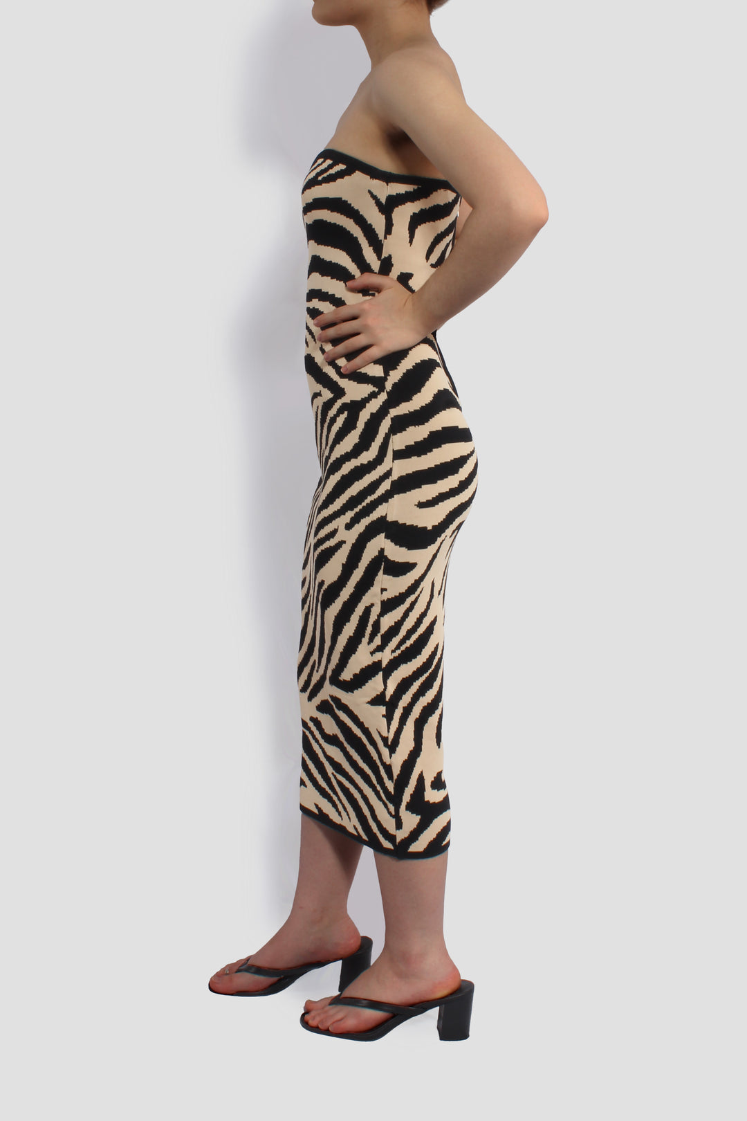 THE CARAMEL ZEBRA MIDI DRESS