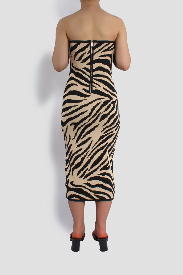 THE CARAMEL ZEBRA MIDI DRESS