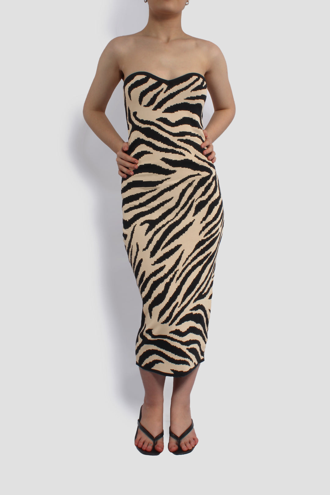 THE CARAMEL ZEBRA MIDI DRESS